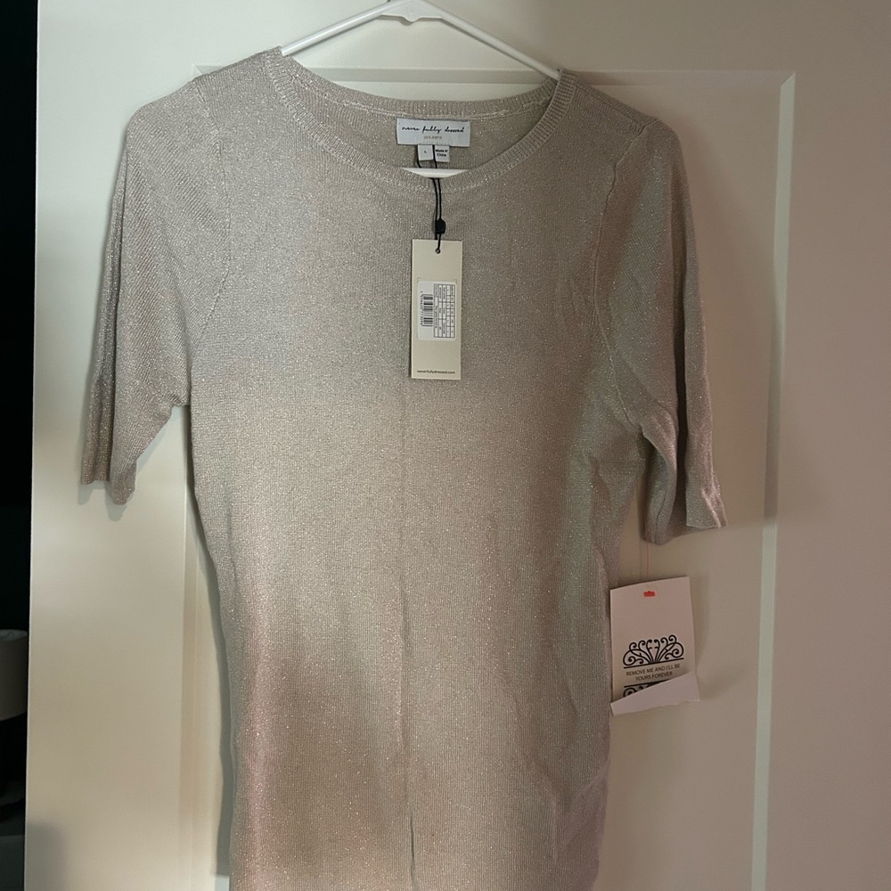 NWT Never Fully Dressed Metallic Silver Sparkle Knit Top
